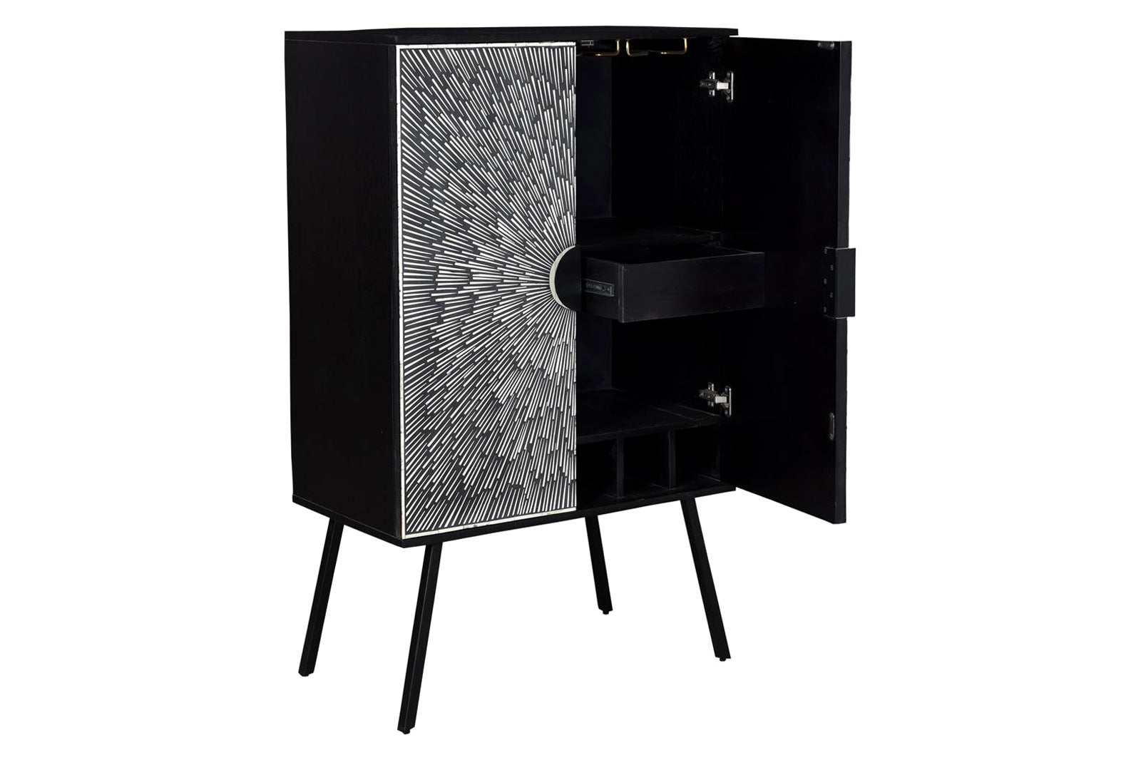 Moe's - Sunburst Wine Cabinet in Black