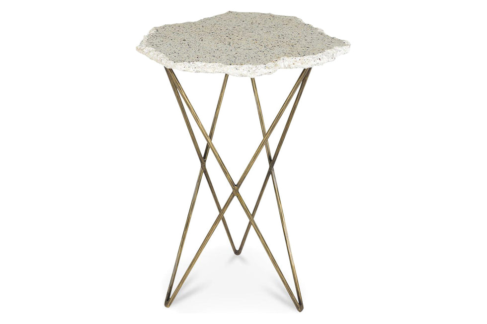 Moe's - Positano Terrazzo Side Table in White
