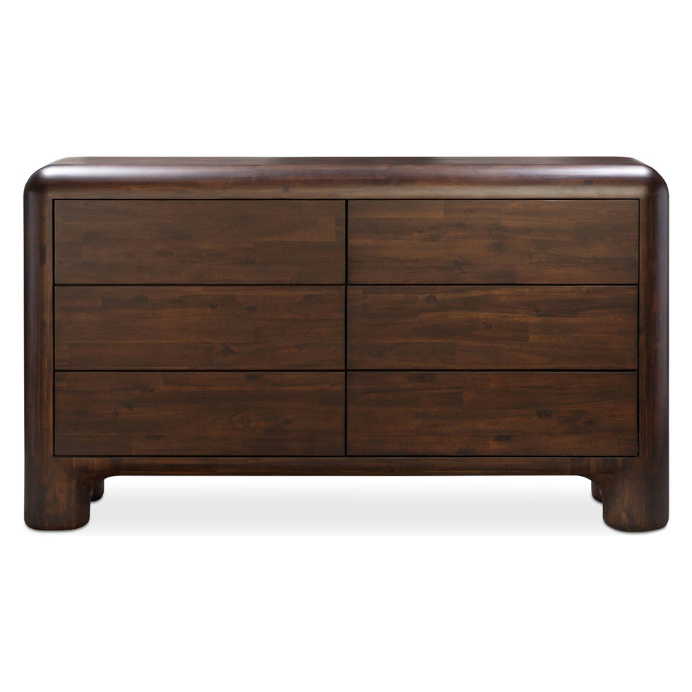 Moe's - Rowan Mid-Century Modern 6 Drawers Dresser in Dark Brown