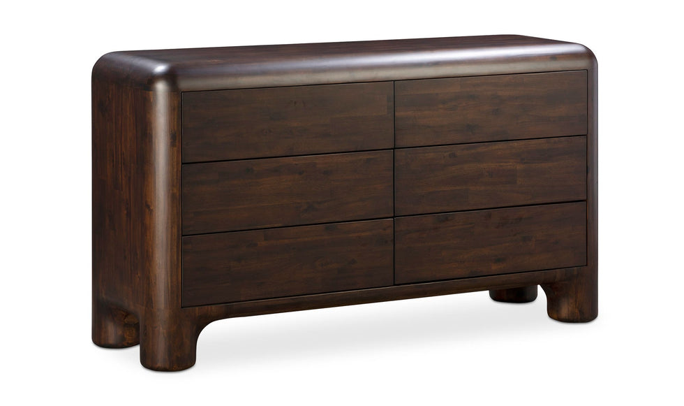 Moe's - Rowan Mid-Century Modern 6 Drawers Dresser in Dark Brown