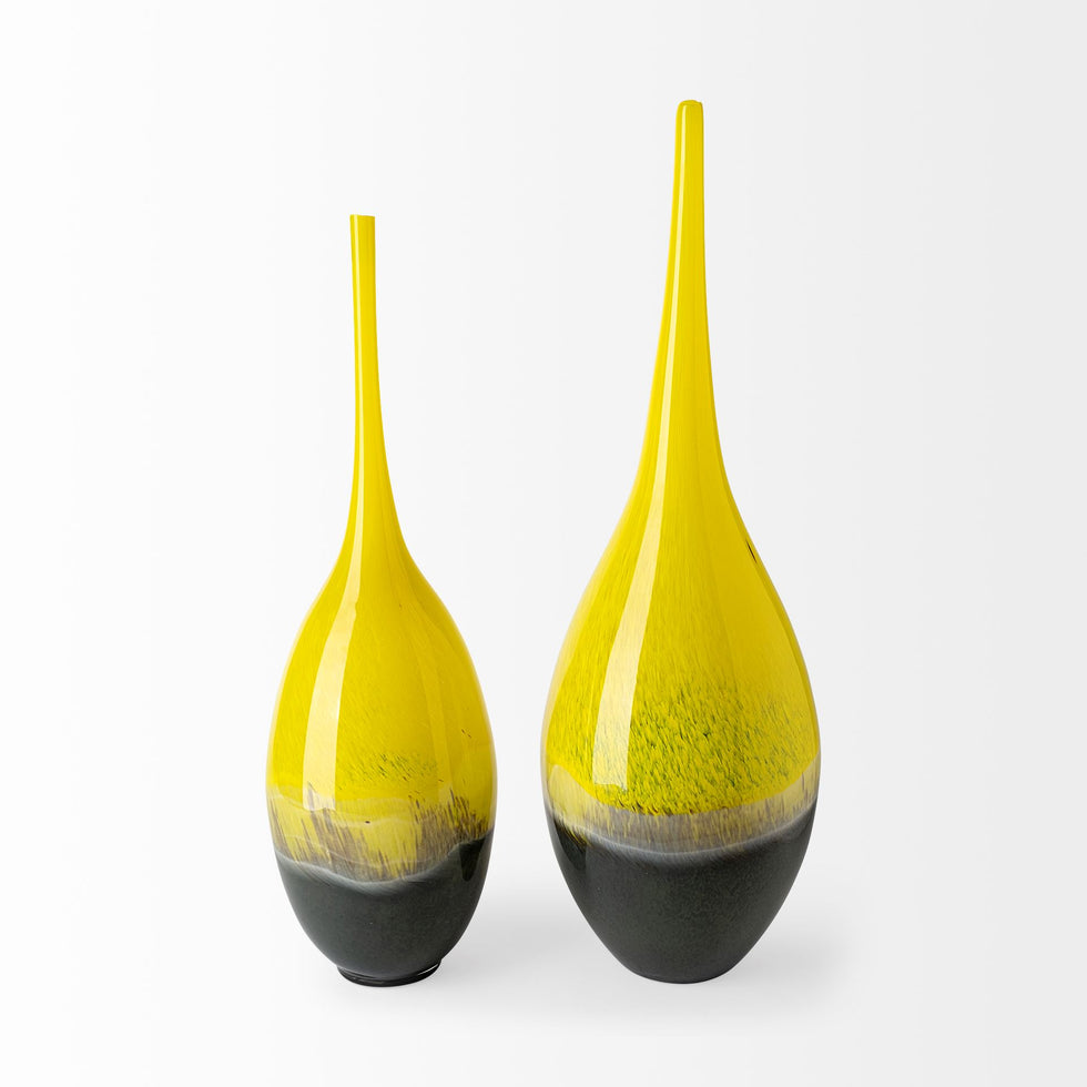 Mercana - Jasse Vase in Gray/Yellow, Glass