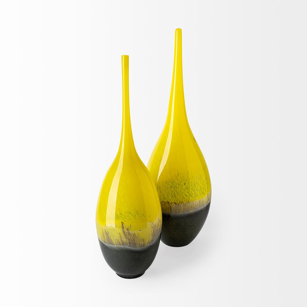 Mercana - Jasse Vase in Gray/Yellow, Glass