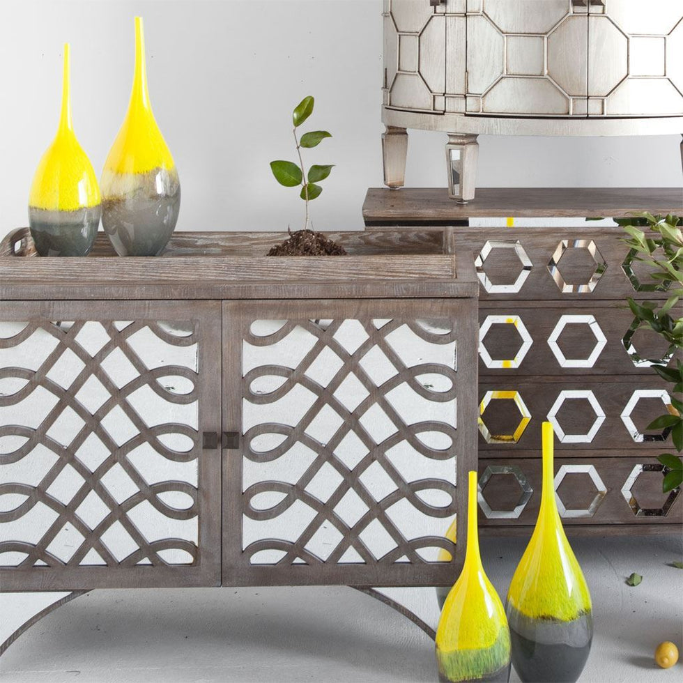 Mercana - Jasse Vase in Gray/Yellow, Glass