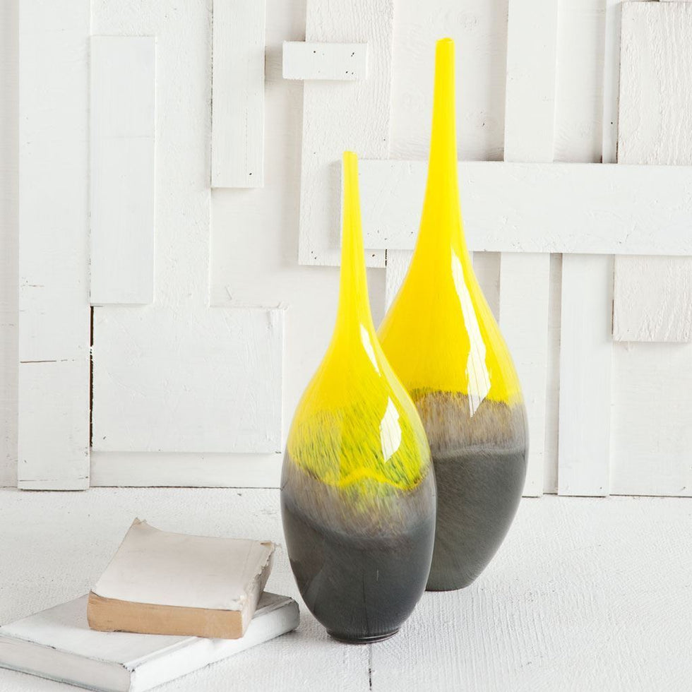 Mercana - Jasse Vase in Gray/Yellow, Glass