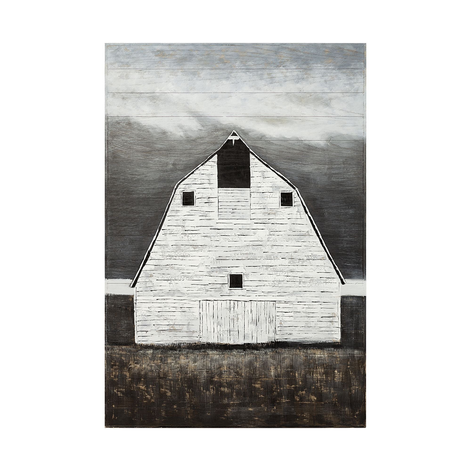 Mercana - Sawmill Creek II Farmhouse Barn Original Hand Painted on Wood Oil Painting