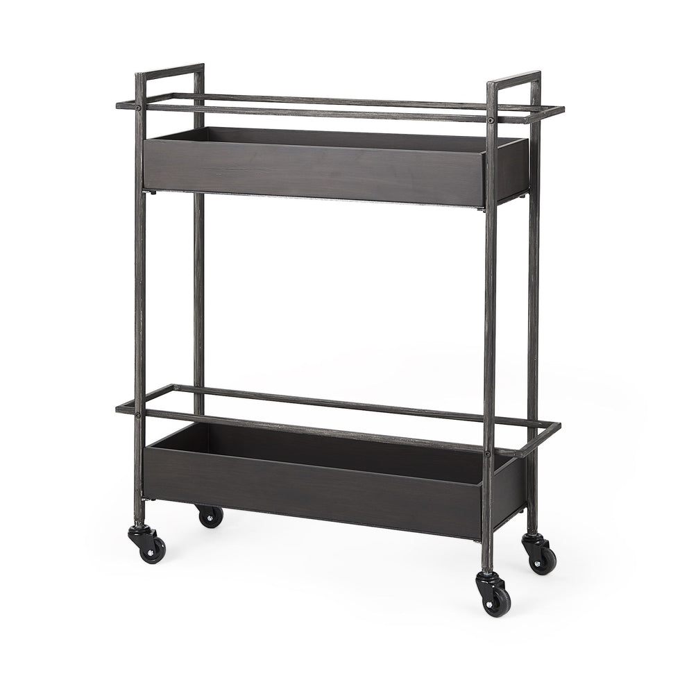 Mercana - Masataka 2 Tier Rectangular Bar Cart with Metal Shelves