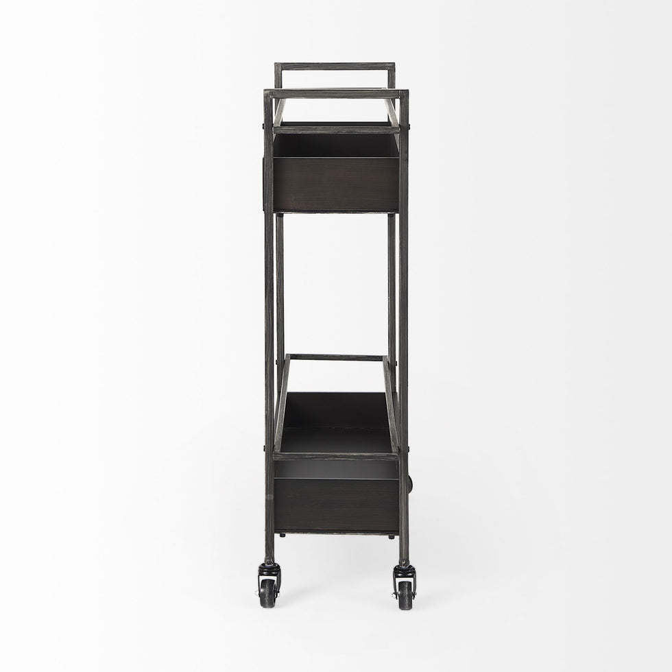 Mercana - Masataka 2 Tier Rectangular Bar Cart with Metal Shelves