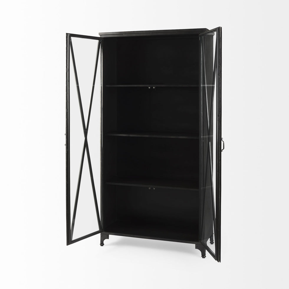 Mercana - Poppy II Black Metal With Glass Door Display Cabinet