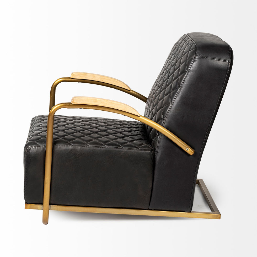 Mercana - Horace Leather Accent Chair in Black, Leather