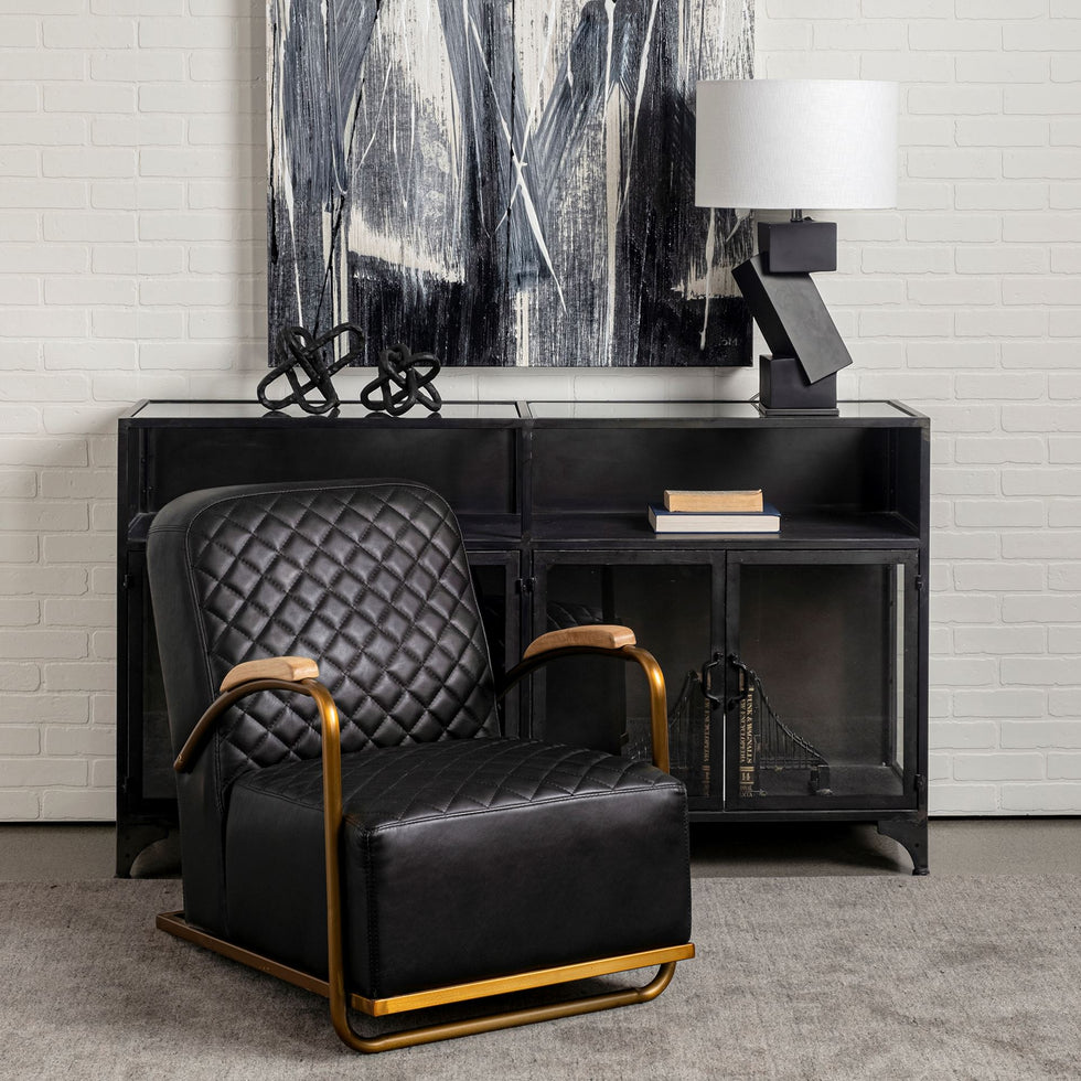 Mercana - Horace Leather Accent Chair in Black, Leather