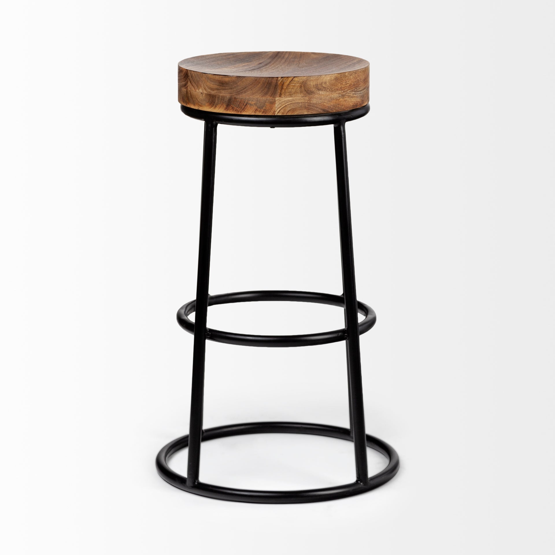 Mercana - Flynn Bar Wood Seat Stool Series in Black, Metal