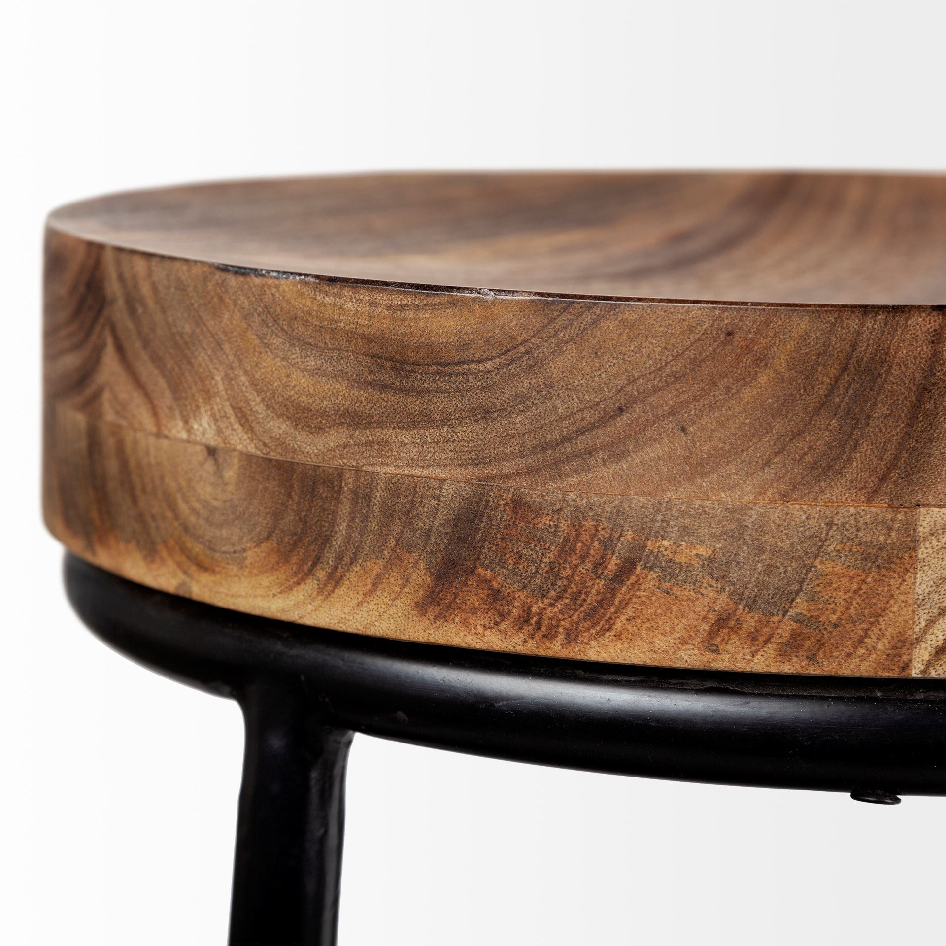 Mercana - Flynn Bar Wood Seat Stool Series in Black, Metal