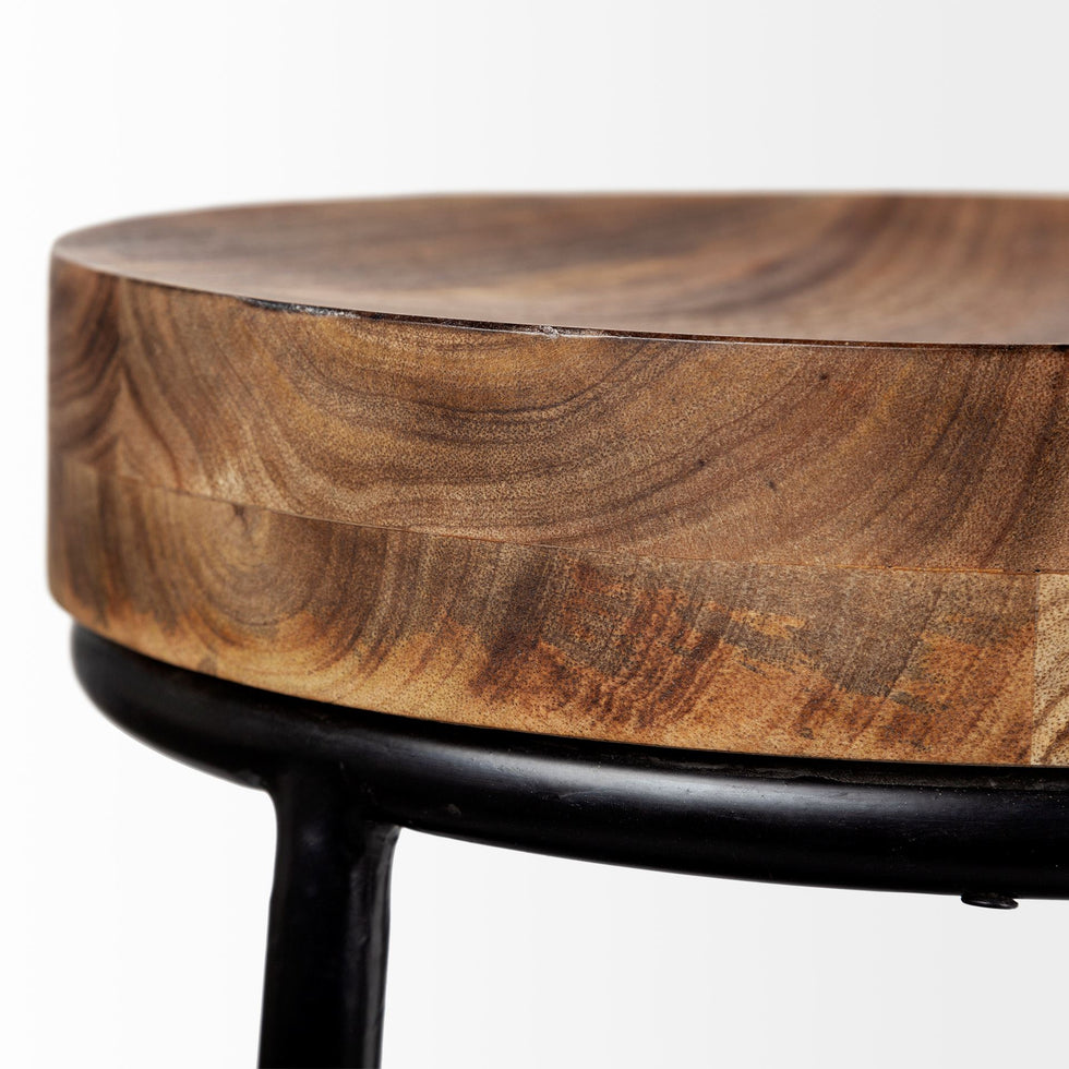 Mercana - Flynn Bar Wood Seat Stool Series in Black, Metal