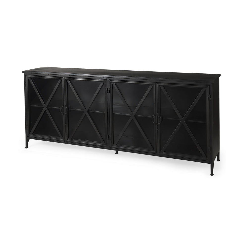 Mercana Poppy Sideboard - Black, Metal/Glass