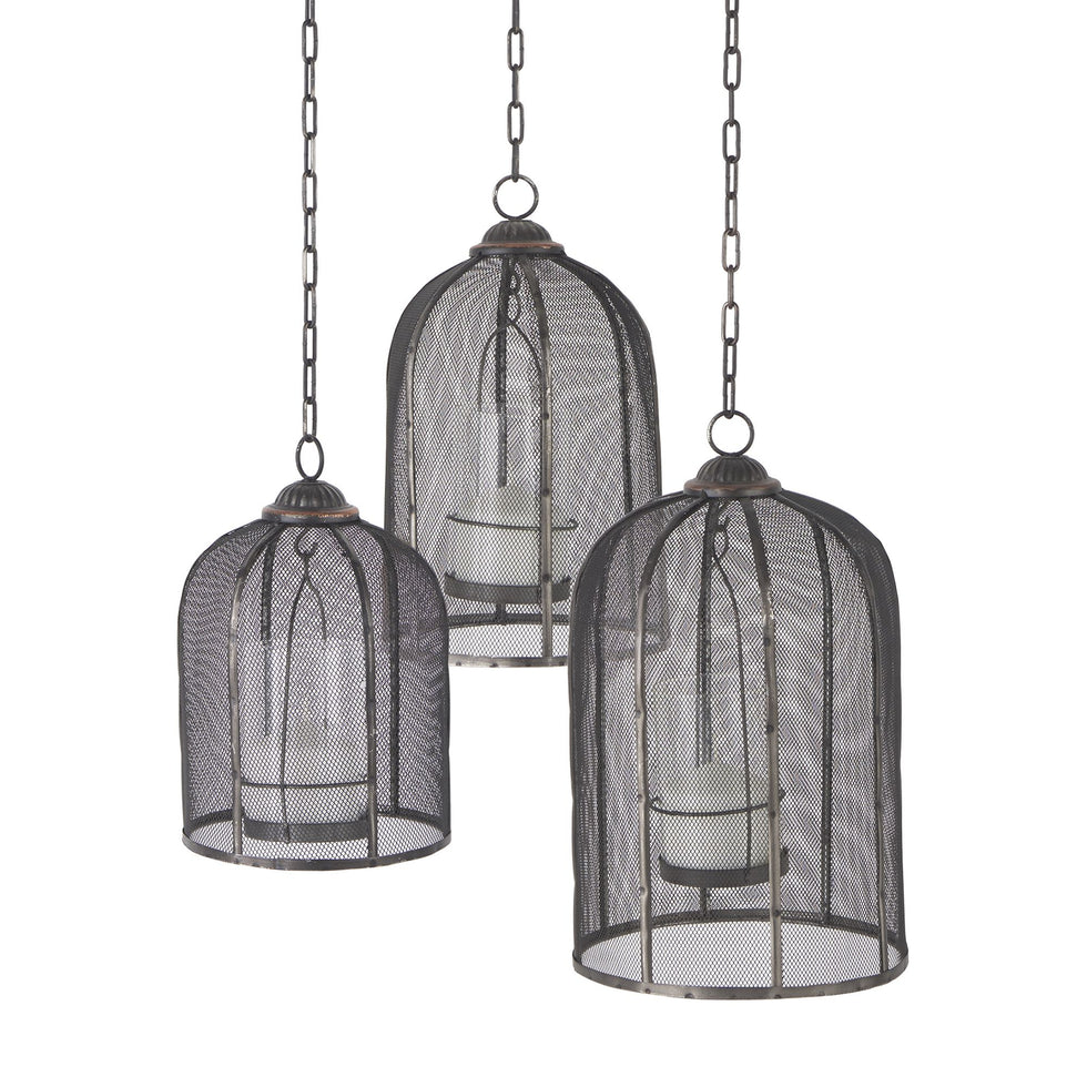 Mercana - Jutland Black Metal Bird Cage Candle Holder Lanterns (Set of 3)
