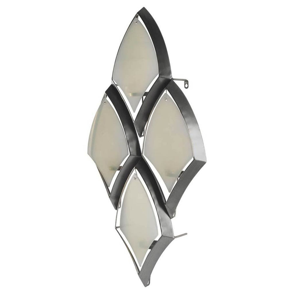 Mercana - Tarmac II Collection of 4 Silver Metal Frame with Frosted Glass Shade Wall Candle Holder