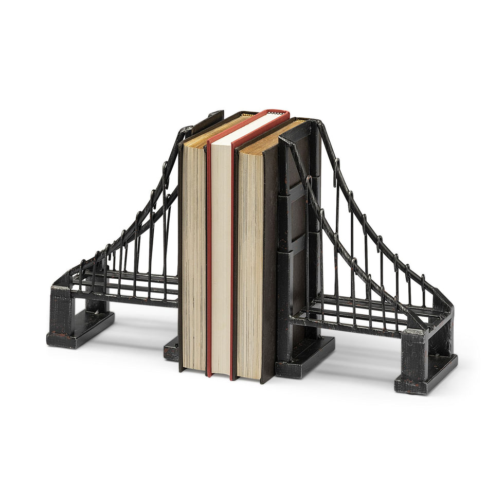 Mercana - Suspension 19L x 4W Brown Wrought Iron Bridge Bookends (Set of 2)