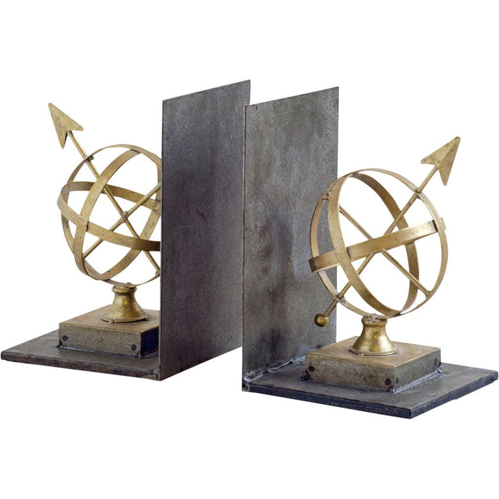 Mercana - Virdal 13L x 6W Gold Metal Sphere Sculpture Bookends (Set of 2)