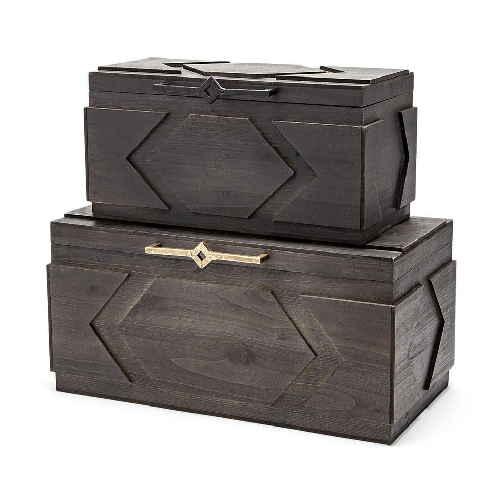 Mercana - Cassia Brown Wooden Boxes (Set of 2)