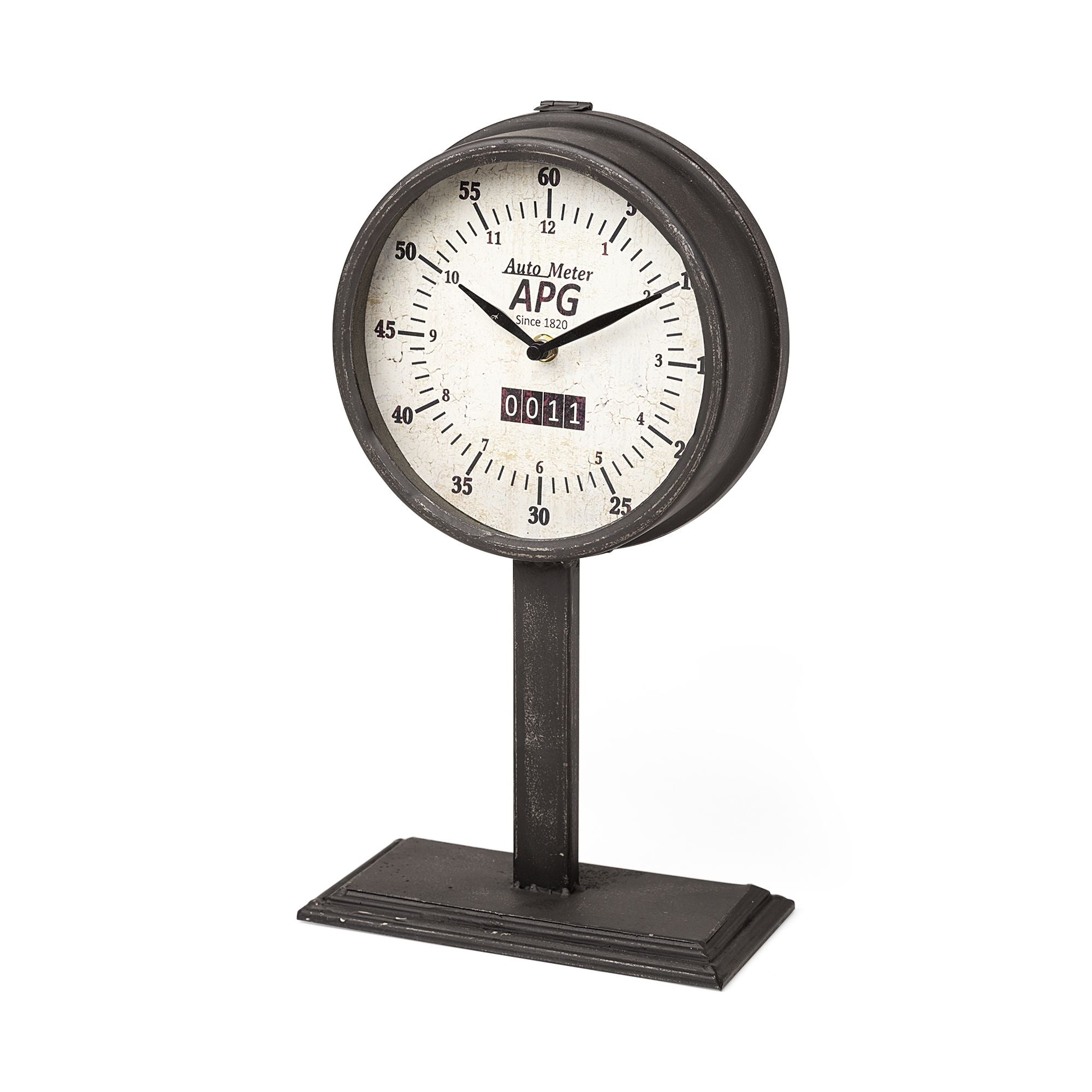 Mercana - Attalack II Black Metal Round Face Table Clock