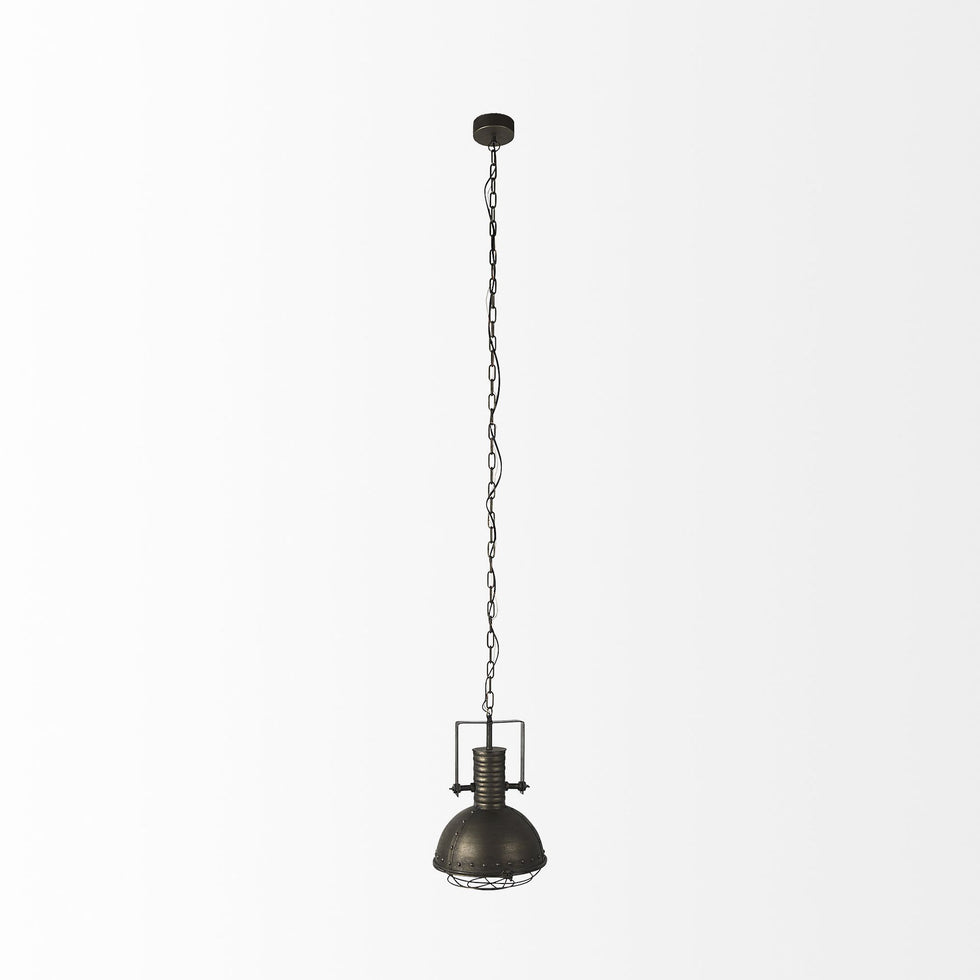 Mercana - Zaio Weathered Antique Gold Metal Caged Bulb Pendant Light