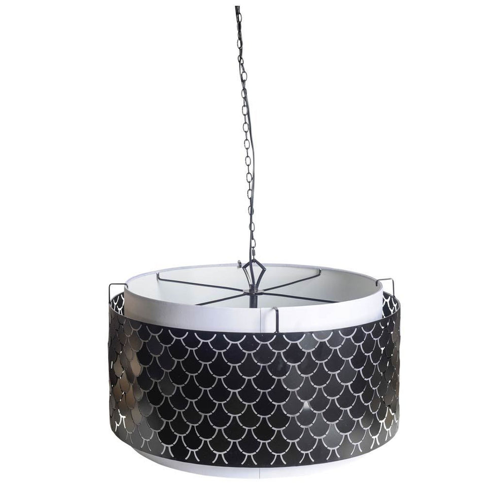 Mercana - Brasseur I Charcoal Black Metal Fish Scale Three Bulb Chandelier