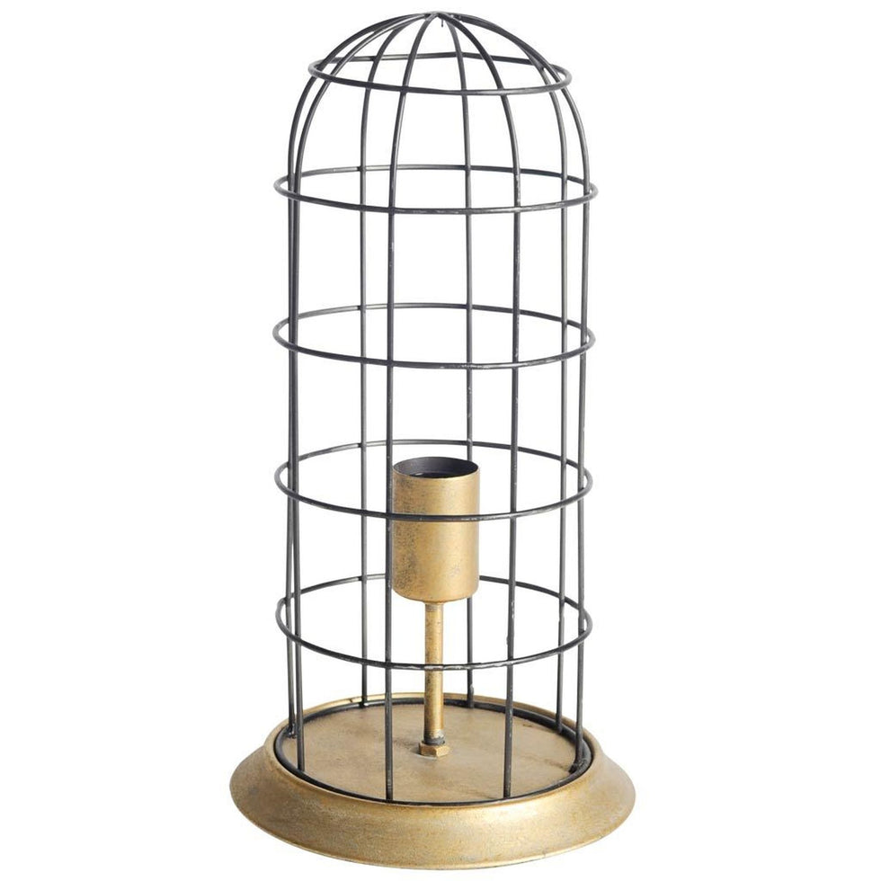 Mercana - Carkner I (38"H) Gun-Metal Grey Cylindrical Metal Cage Table Lamp