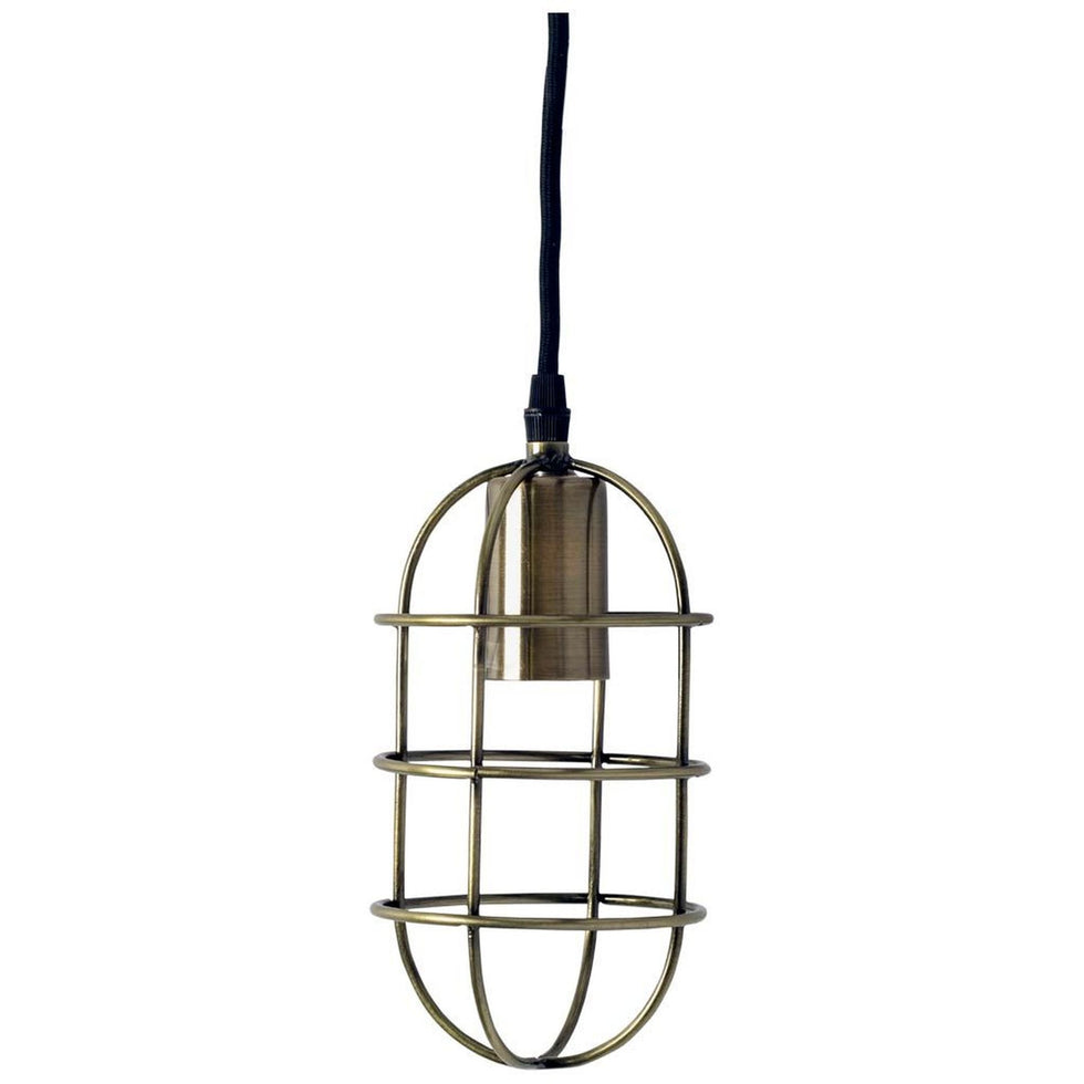Mercana - Hines I Antiqued-Brass Metal Cage Pendant Light