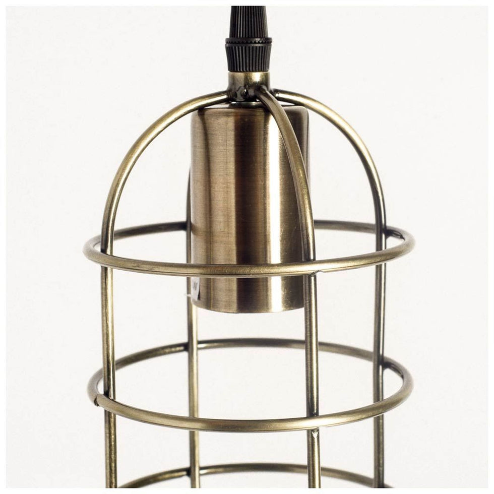Mercana - Hines I Antiqued-Brass Metal Cage Pendant Light