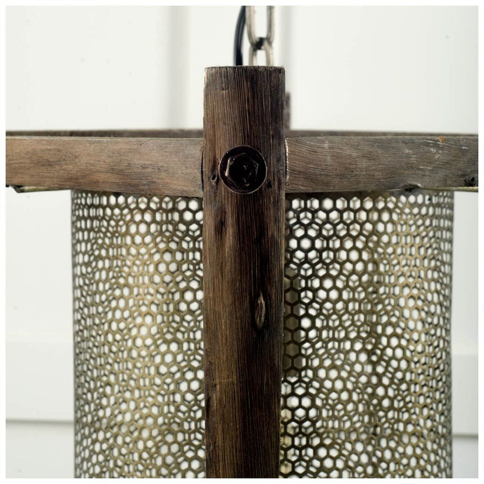 Mercana - Keppler Perforated Metal and Wood Pendant Light