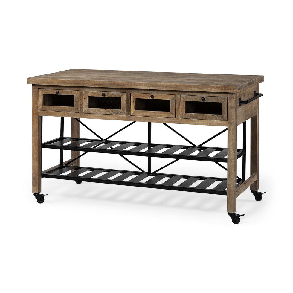 Mercana - Stuart 2 Tier Kitchen Island in Brown