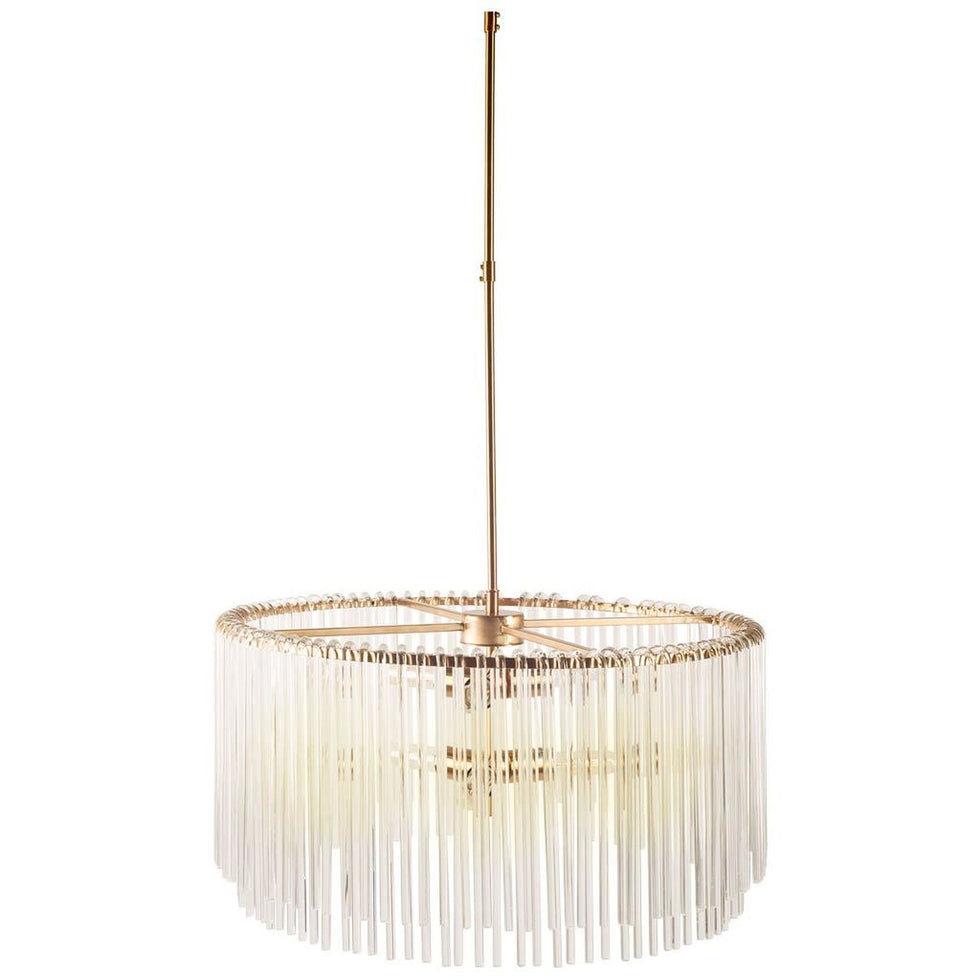 Mercana - Elsa Clear Glass and Gold Metal Frame Six Bulb Chandelier