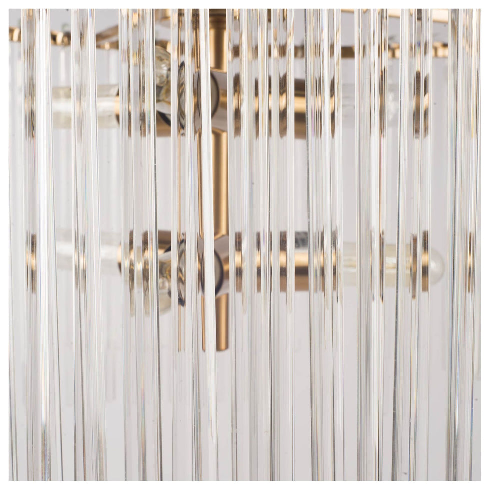 Mercana - Elsa Clear Glass and Gold Metal Frame Six Bulb Chandelier