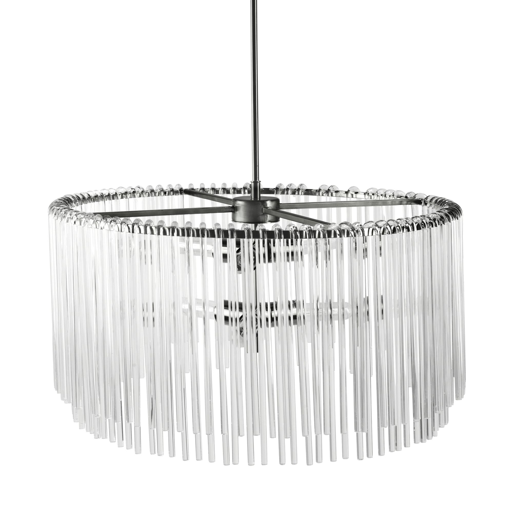 Mercana - Anna Hanging Gun-Metal with Clear Glass Rods Six Bulb Chandelier