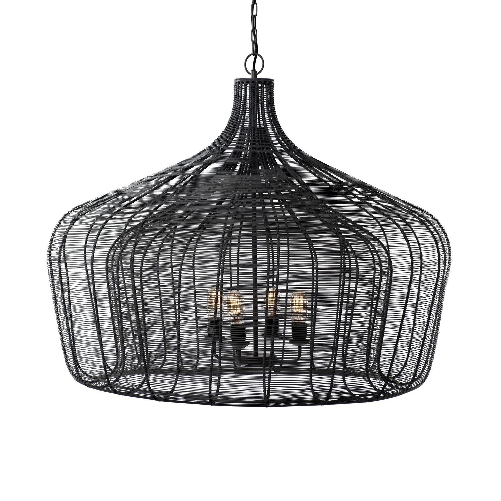 Mercana - Camila Black Metal Mesh-Style Four Bulb Chandelier