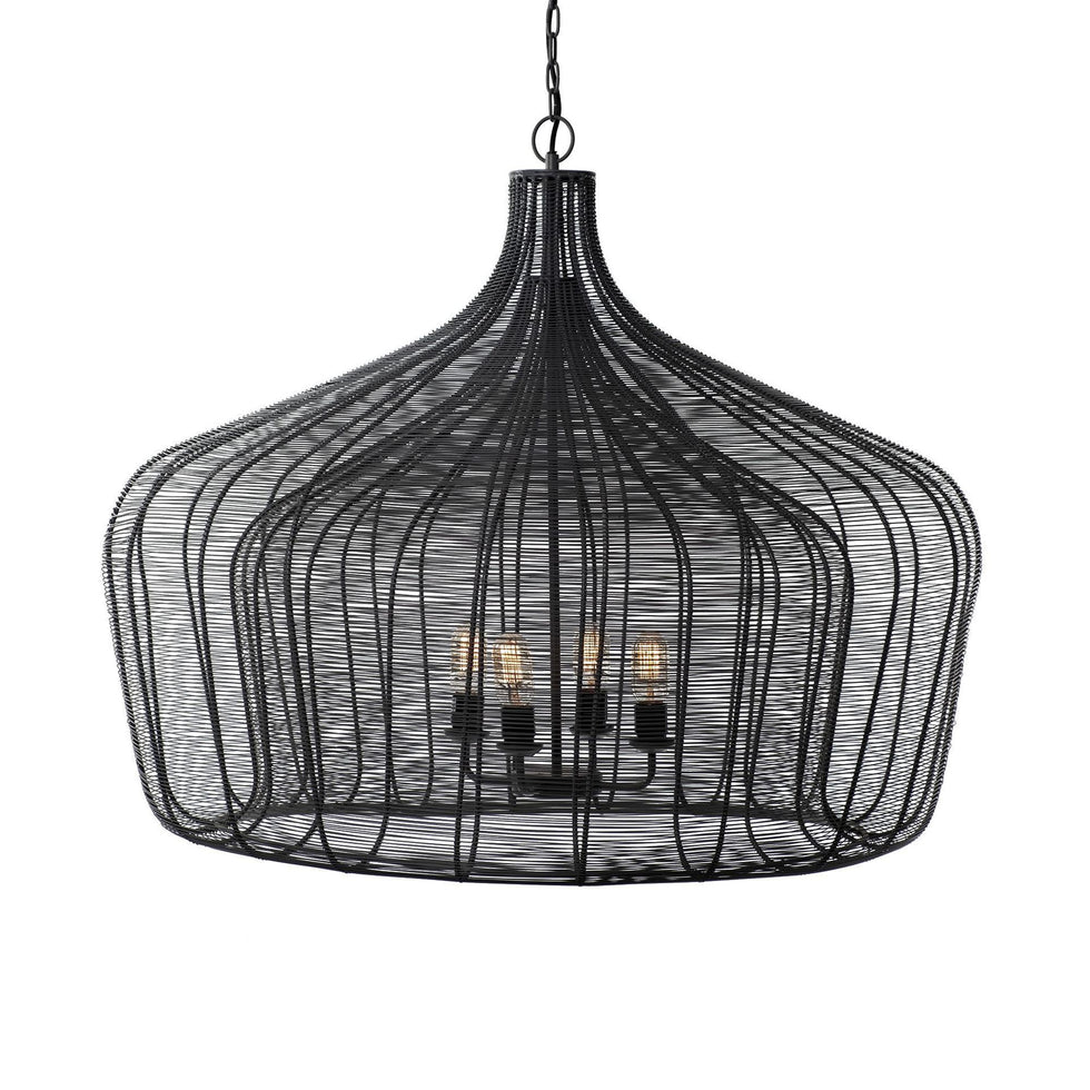 Mercana - Camila Black Metal Mesh-Style Four Bulb Chandelier