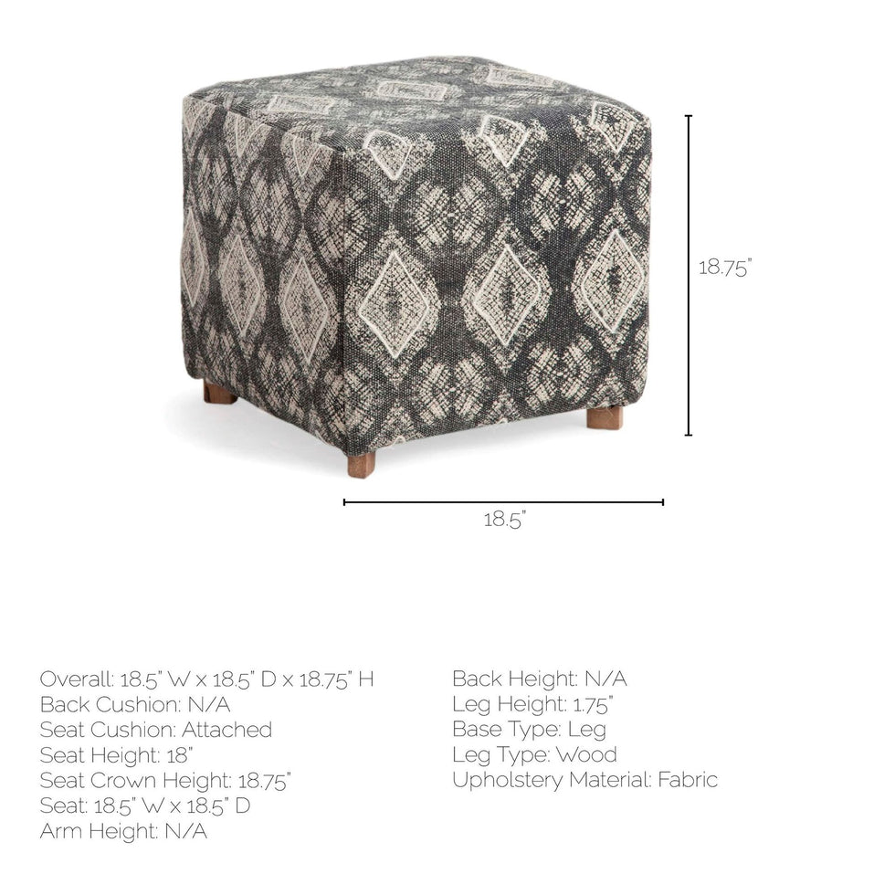 Mercana - Pallu Dhurrie Cotton Cover with 4 Wooden Legs Ottoman