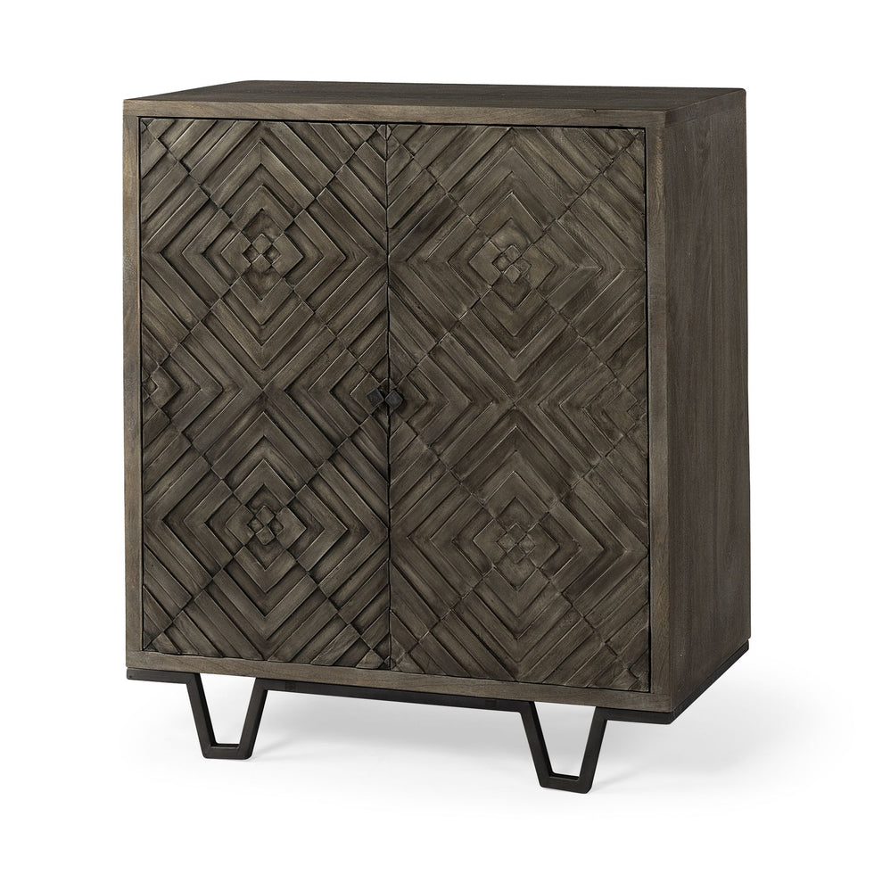 Mercana - Argyle I Dark Brown And Metal 2 Door Accent Cabinet