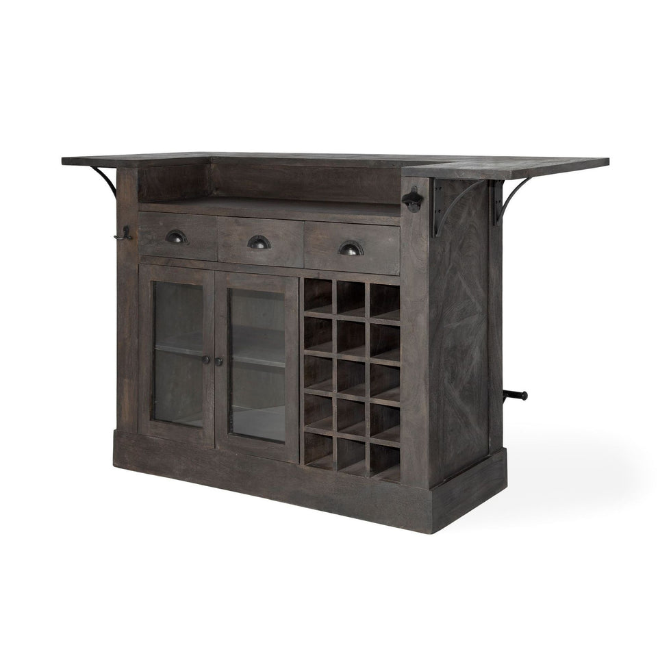 Mercana - Cheers Kitchen Island with Wine Bottle Storage in Dark Brown