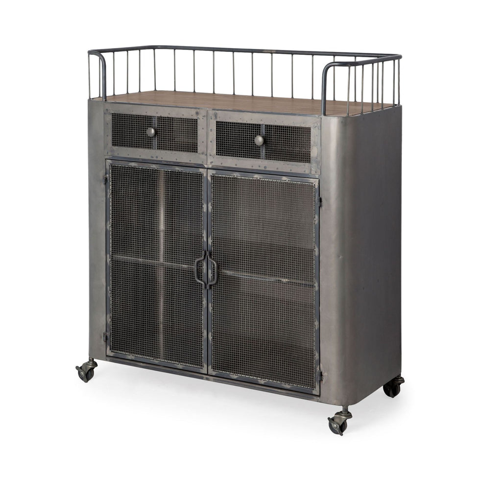 Mercana - Udo Bar Cart with Two Drawers & Wood Top