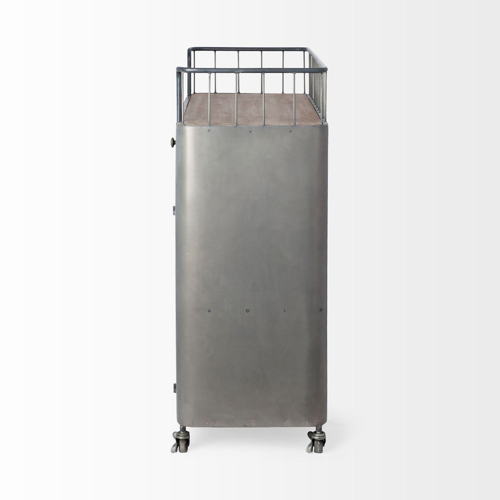 Mercana - Udo Bar Cart with Two Drawers & Wood Top
