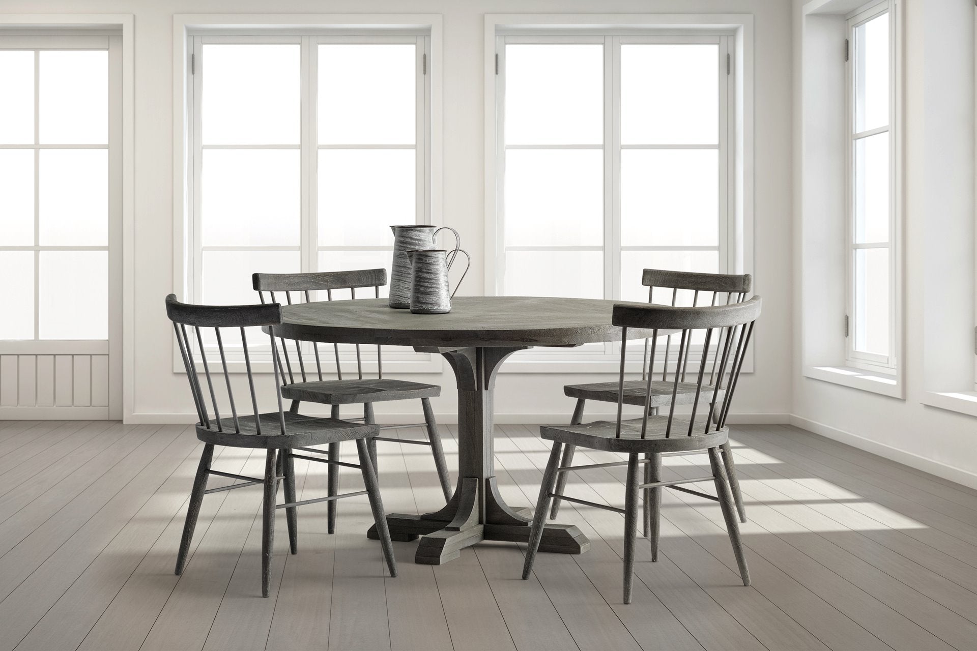 Mercana - Barrett Round Dining Table in Brown/Gray, Solid Wood