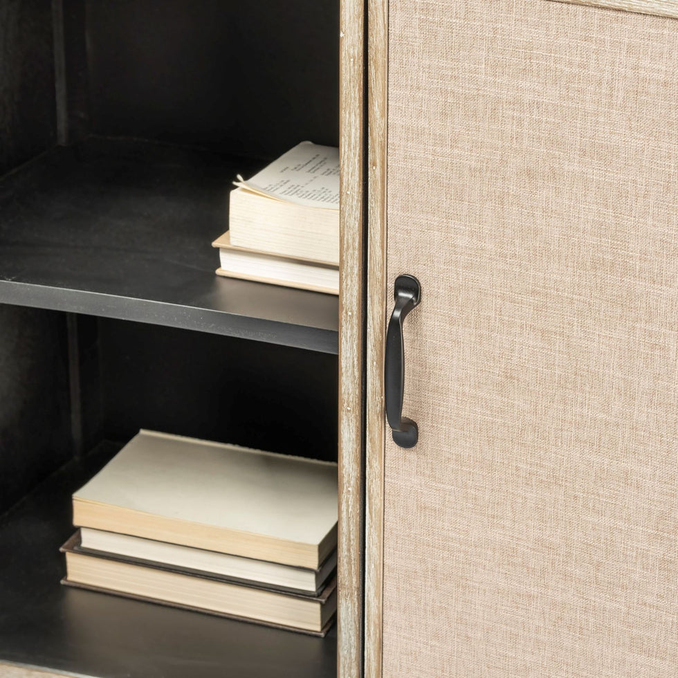 Mercana - Bellefontaine Natural Fir Veneer And Fabric 2 Door Accent Cabinet