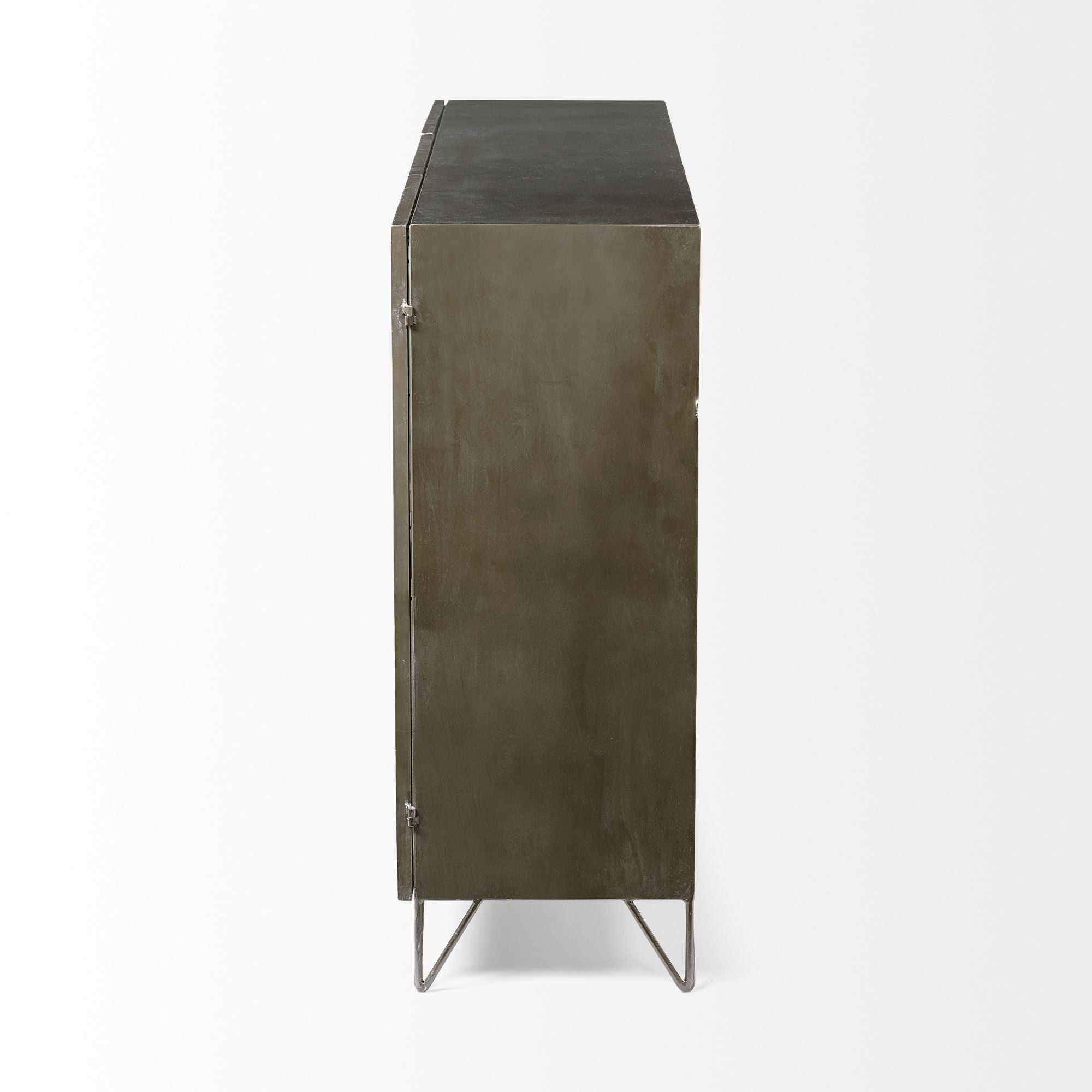 Mercana - Pandora II Brown Wood and Metal Glass Door Display Cabinet