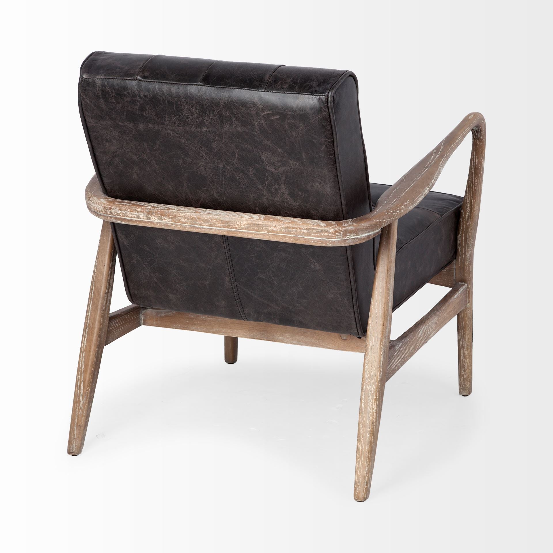 Mercana - Phineas Leather Accent Chair in Black, Fabric