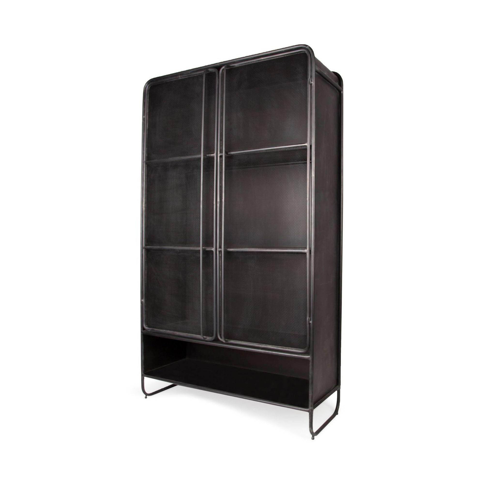 Mercana - Klaus Dark Brown Polished Metal Mesh Door Display Cabinet
