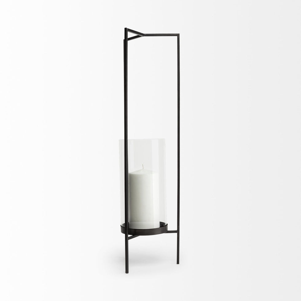 Mercana - Abigail I Large Gunmetal Gray Metal Table Candle Holder