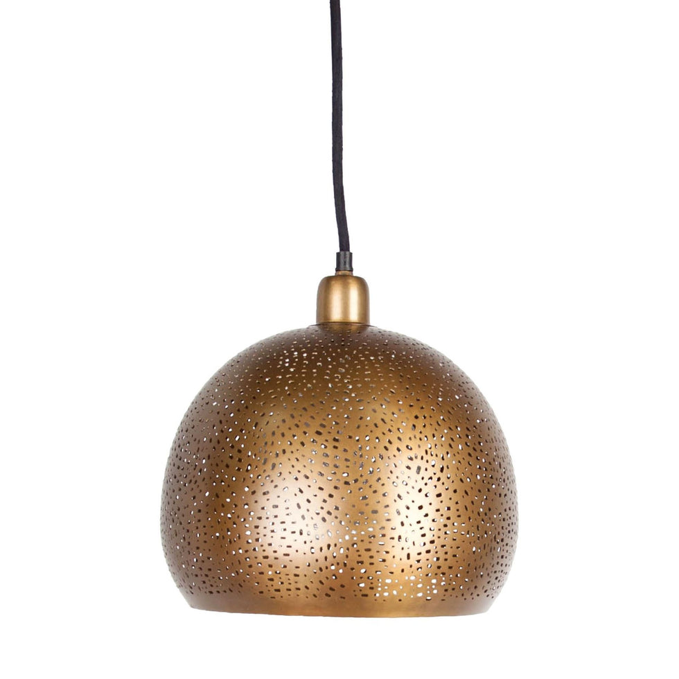 Mercana - Dalmeny II Gold Perforated Metal Dome Pendant Light