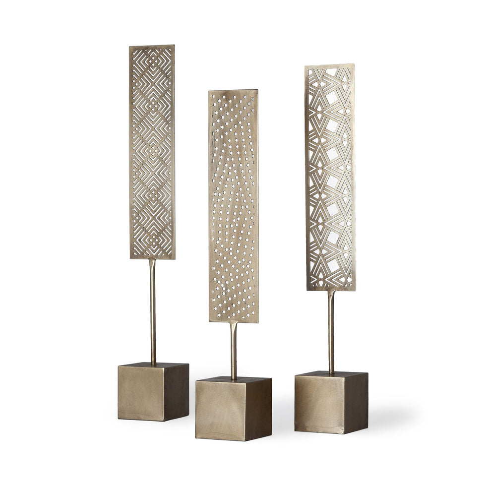 Mercana - Arondale 4L x 12W Gold Cutout Decorative Objects (Set of 3)