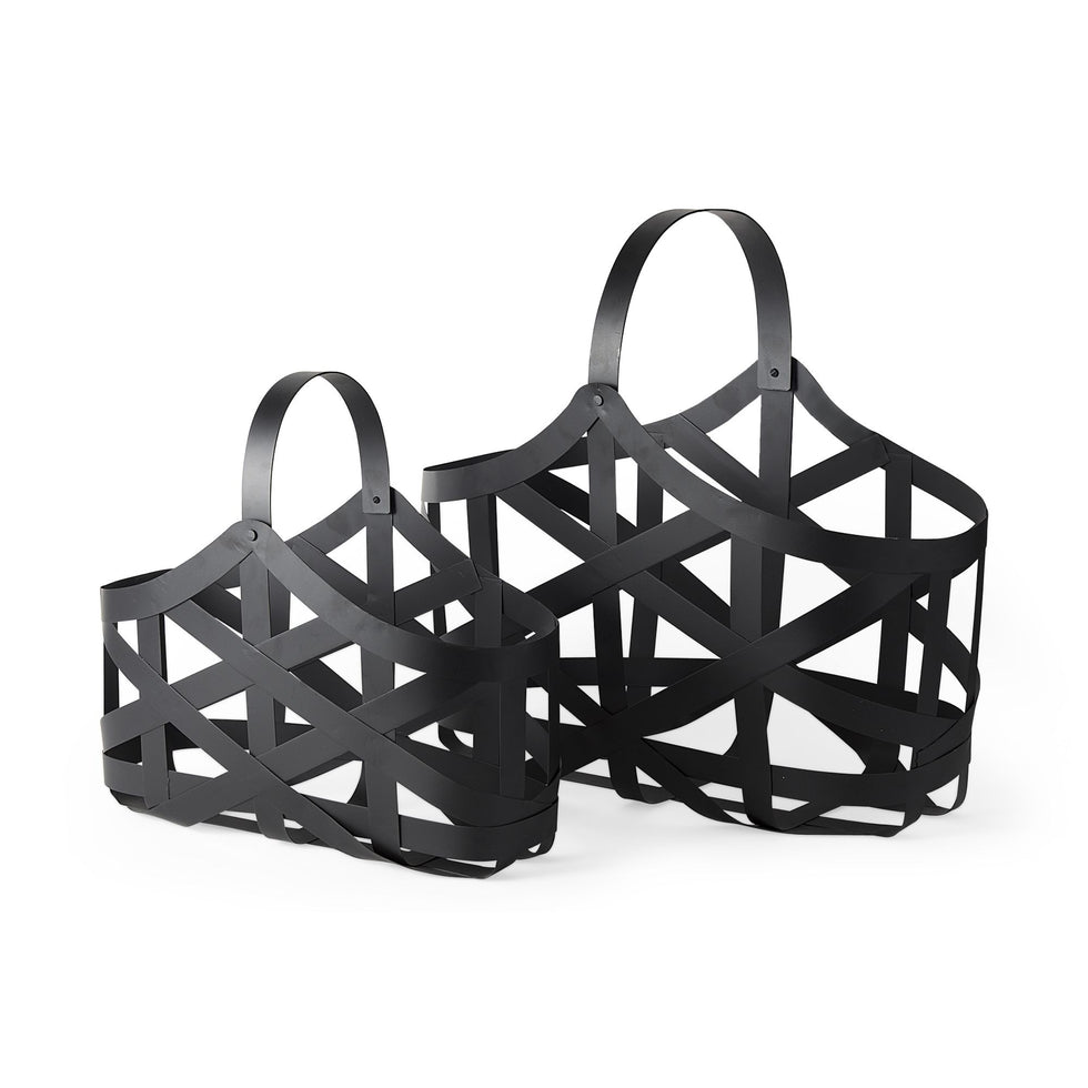 Mercana - Tyrell Black Iron Metal Baskets (Set of 2)